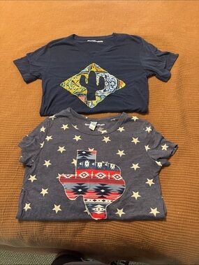 Lot of 2 Custom Boutique Graphic Texas T-Shirts